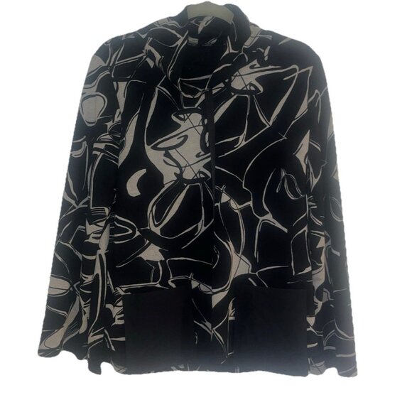 JOSEPH RIBKOFF Cowl Neck Tunic Top Black White Knit  Pockets NEW $199 Sz S/M - Picture 3 of 12